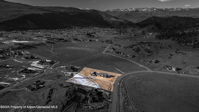 aerial view with a mountain view