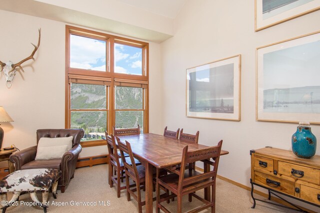 425 Wood Rd Unit 48, Snowmass Village, CO 81615 - dining room featuring light colored carpet and a baseboard heating unit