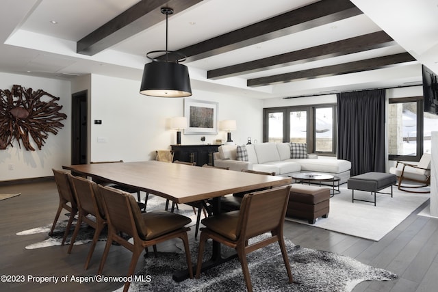 65 Wood Rd Unit 233, Snowmass Village, CO 81615 - dining room with beamed ceiling and dark wood finished floors
