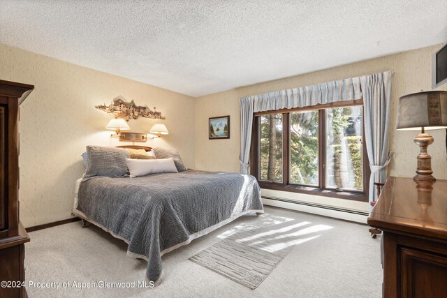 211 Meadow Ranch Dr Unit D5A, Snowmass Village, CO 81615 - carpeted bedroom featuring baseboard heating and a textured ceiling