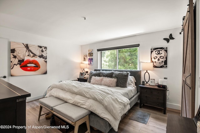 bedroom with light hardwood / wood-style floors