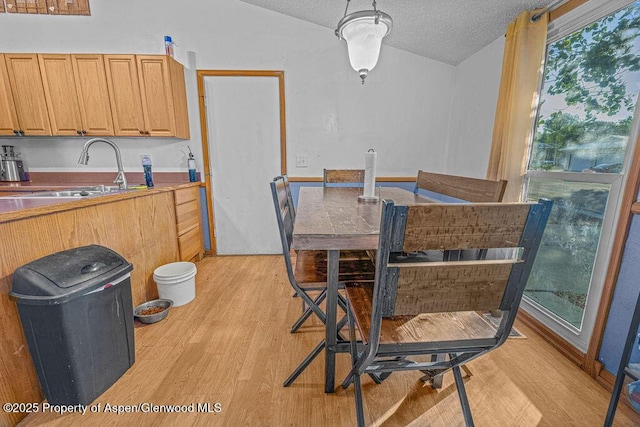714 Westridge Rd, Craig, CO 81625 - dining room with light wood-type flooring, healthy amount of natural light, a textured ceiling, and lofted ceiling