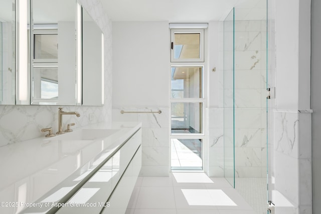 401 Eagle Park Dr, Aspen, CO 81611 - full bath with tile walls, vanity, and a shower