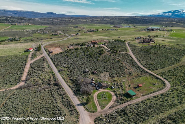 aerial view with a mountain view and a rural view