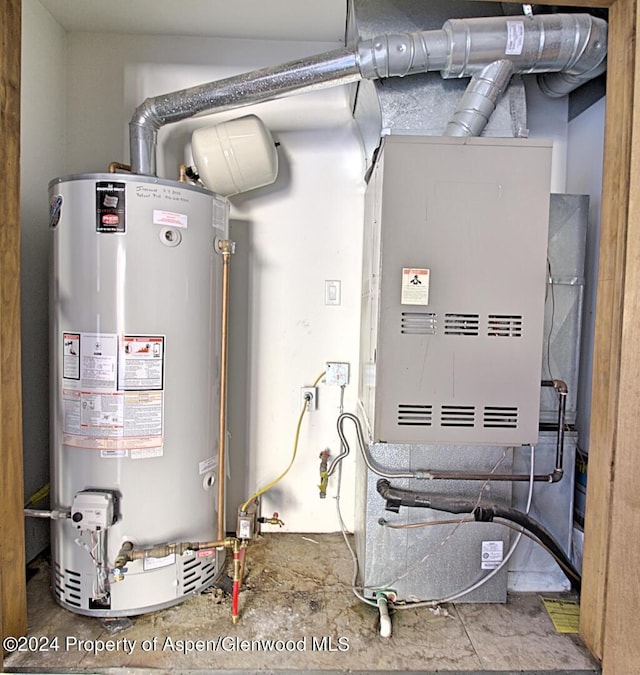 utility room featuring water heater