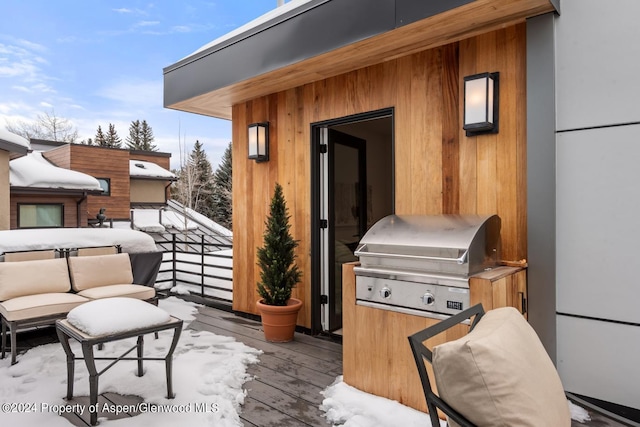 balcony featuring area for grilling