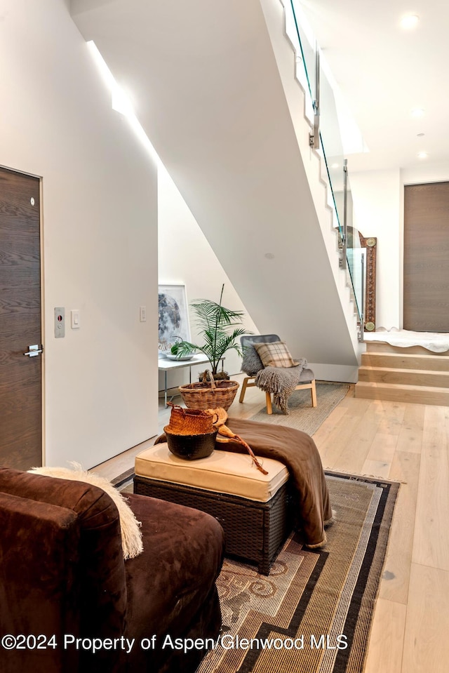 living room featuring light wood-type flooring