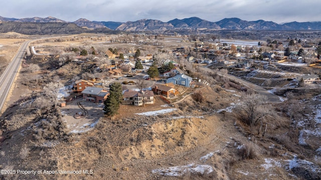 aerial view with a mountain view