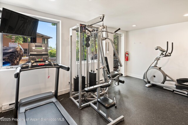 600 Carriage Way Unit L-12, Snowmass Village, CO 81615 - exercise room with baseboards and recessed lighting