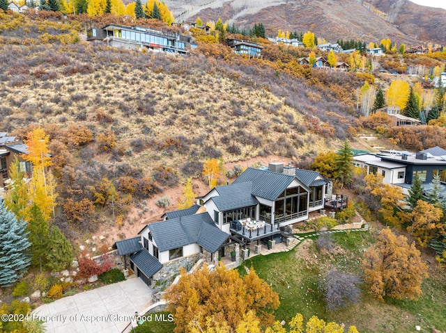 drone / aerial view with a mountain view