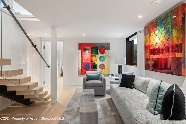 living room with hardwood / wood-style flooring