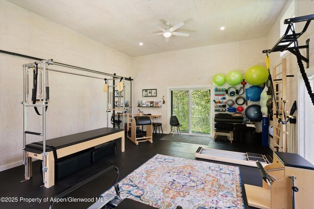 2134 Lower River Rd, Snowmass, CO 81654 - workout area featuring ceiling fan and recessed lighting