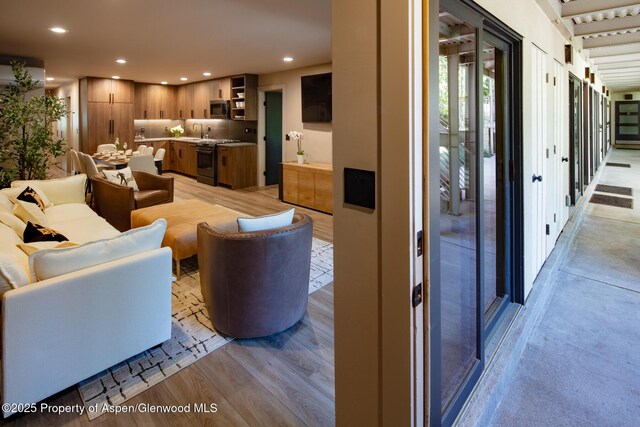 100 E Dean St Unit 1B, Aspen, CO 81611 - living room featuring recessed lighting and light wood-style floors