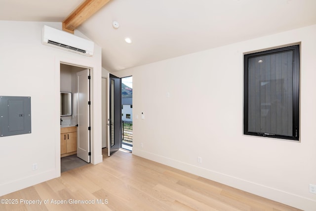 366 Stotts Mill Rd, Basalt, CO 81621 - unfurnished room featuring light wood-style floors, electric panel, a wall mounted AC, and recessed lighting