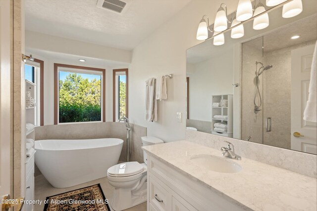 10 Cedar Cv, Glenwood Springs, CO 81601 - full bathroom featuring vanity, a freestanding tub, and a shower stall