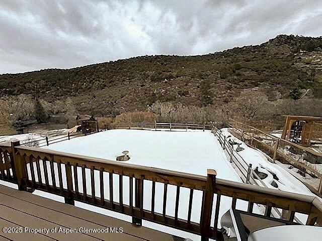 deck featuring a mountain view