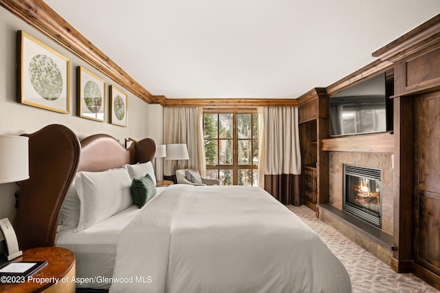 bedroom with ornamental molding