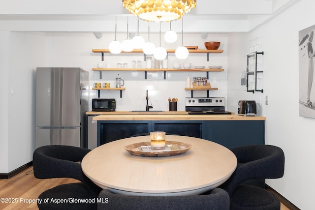 901 E Hyman Ave Unit 4, Aspen, CO 81611 - dining area featuring wood finished floors, baseboards, and bar with sink