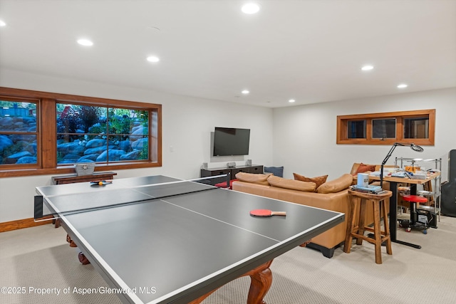 1185 Heritage Dr, Carbondale, CO 81623 - recreation room featuring carpet flooring and recessed lighting