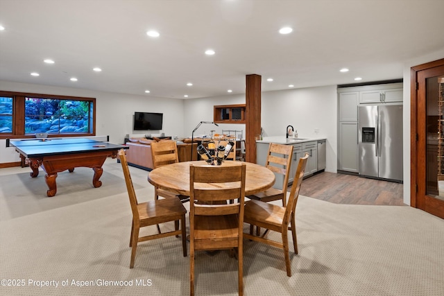 1185 Heritage Dr, Carbondale, CO 81623 - dining space with recessed lighting, light wood-style floors, and billiards table