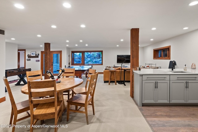 1185 Heritage Dr, Carbondale, CO 81623 - dining space with recessed lighting and light wood finished floors