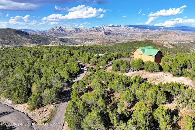 aerial view with a mountain view