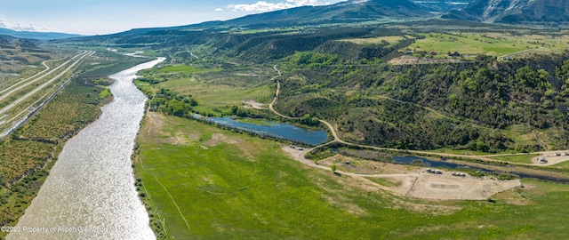 aerial view with a mountain view