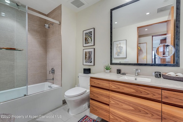 45 Wood Rd Unit 301, Snowmass Village, CO 81615 - bathroom featuring vanity, enclosed tub / shower combo, recessed lighting, and tile patterned floors