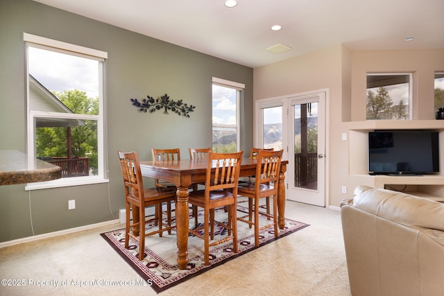 50 N Ridge Ct, Battlement Mesa, CO 81635 - carpeted dining space featuring recessed lighting and baseboards