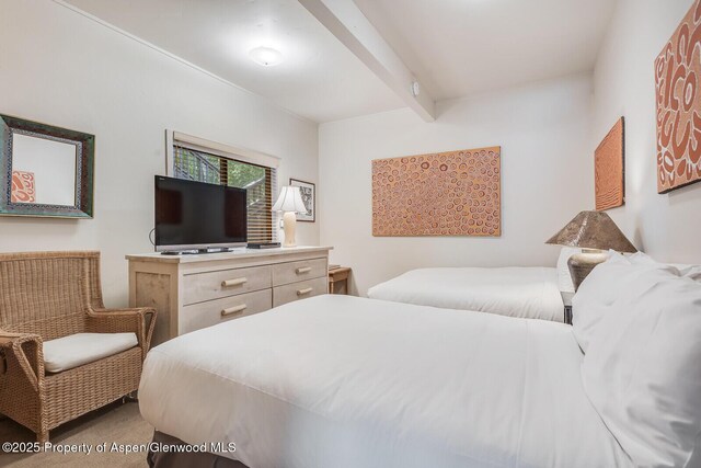 851 Ute Ave Unit B, Aspen, CO 81611 - bedroom featuring beam ceiling