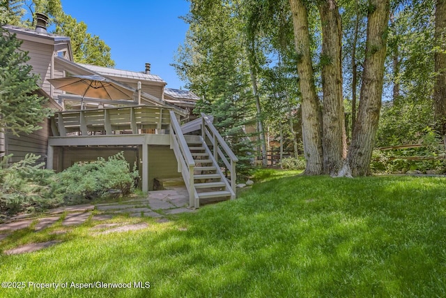 851 Ute Ave Unit B, Aspen, CO 81611 - view of green lawn featuring stairs and a deck
