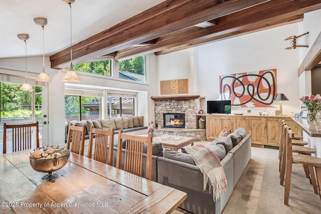 851 Ute Ave Unit B, Aspen, CO 81611 - living area with a fireplace and light colored carpet