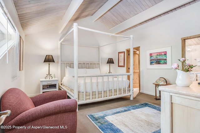 851 Ute Ave Unit B, Aspen, CO 81611 - carpeted bedroom with baseboards and wooden ceiling