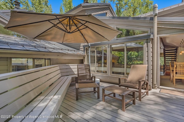 851 Ute Ave Unit B, Aspen, CO 81611 - wooden terrace featuring a sunroom