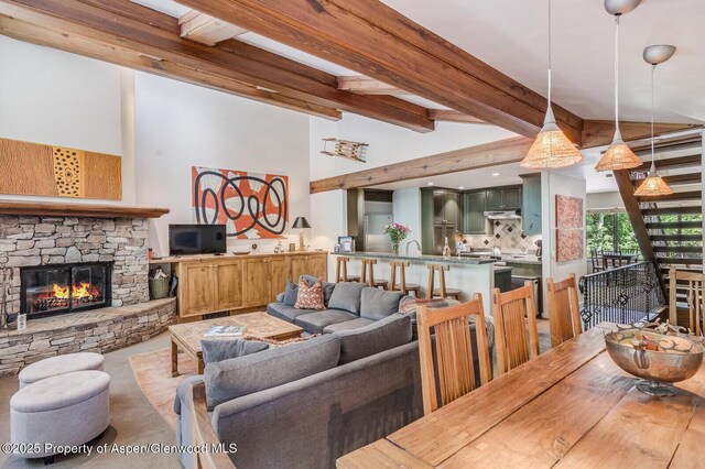 851 Ute Ave Unit B, Aspen, CO 81611 - living room featuring a fireplace