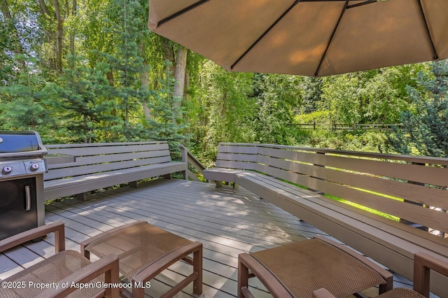 851 Ute Ave Unit B, Aspen, CO 81611 - deck featuring grilling area and a forest view