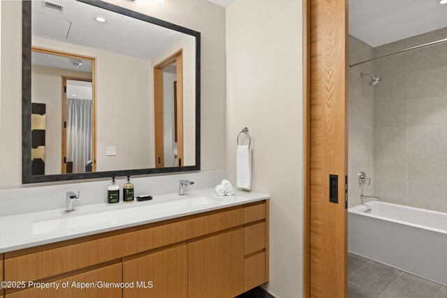 77 Wood Rd Unit 507-13, Snowmass Village, CO 81615 - full bath with double vanity, shower / bath combination, and tile patterned flooring