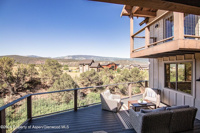 deck featuring a mountain view