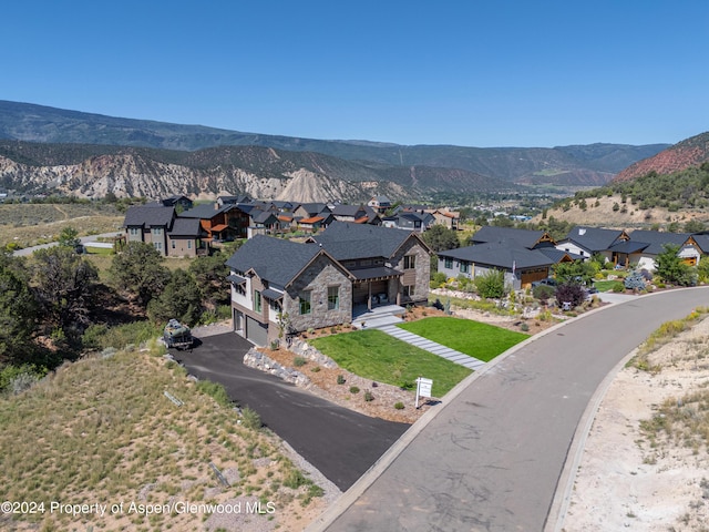 aerial view featuring a mountain view