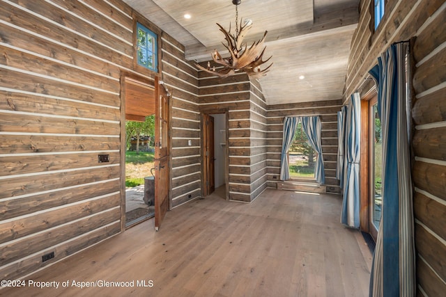 interior space with wood ceiling