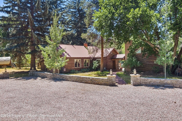 view of log home