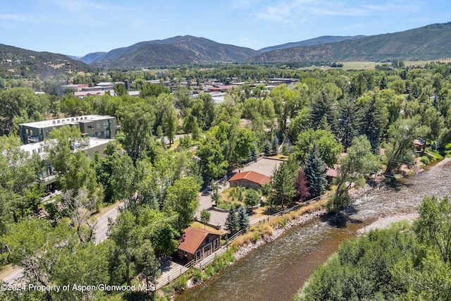 drone / aerial view with a mountain view