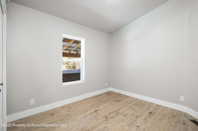 spare room featuring wood-type flooring