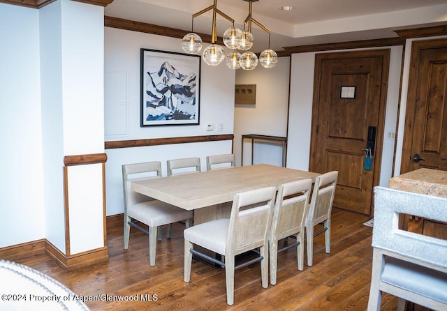 dining room with dark hardwood / wood-style floors