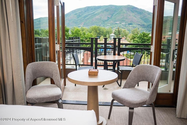 balcony with a mountain view