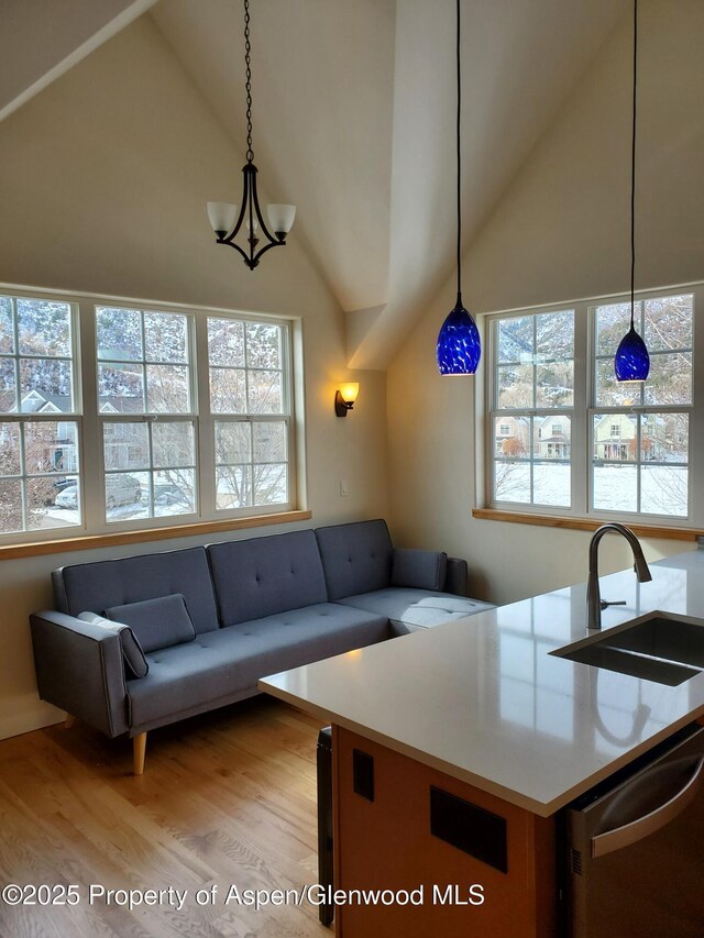 1608 Crawford Way, Glenwood Springs, CO 81601 - living room featuring high vaulted ceiling and light wood finished floors