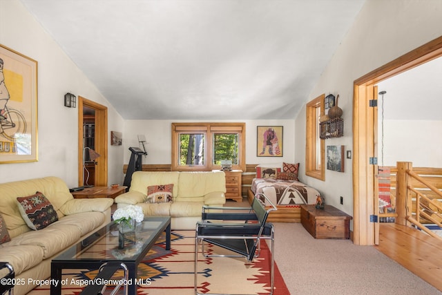 408 Gerbaz Way, Snowmass, CO 81654 - carpeted living area featuring lofted ceiling