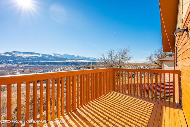 deck with a mountain view