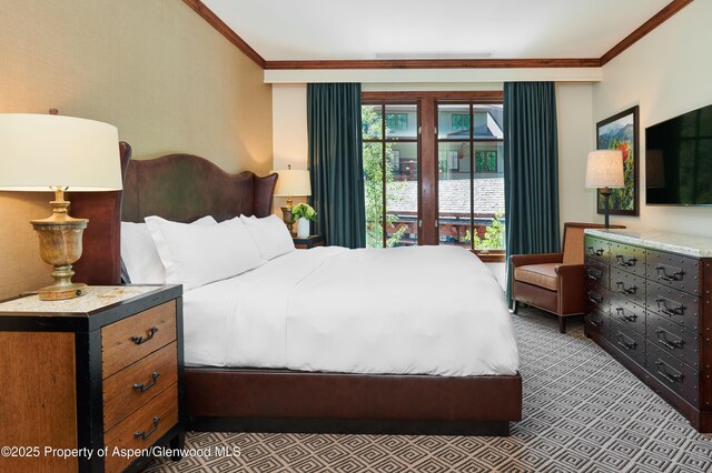 bedroom featuring ornamental molding