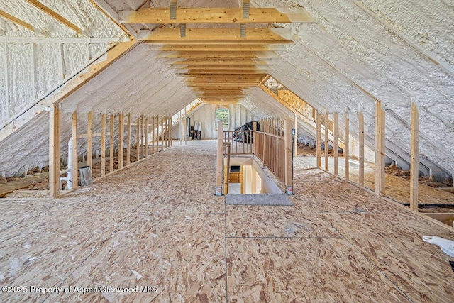 118 Highland Dr, Craig, CO 81625 - unfinished attic featuring an upstairs landing